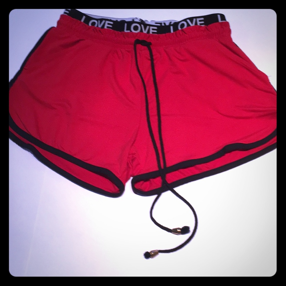 Red and Black Love Shorts Size S